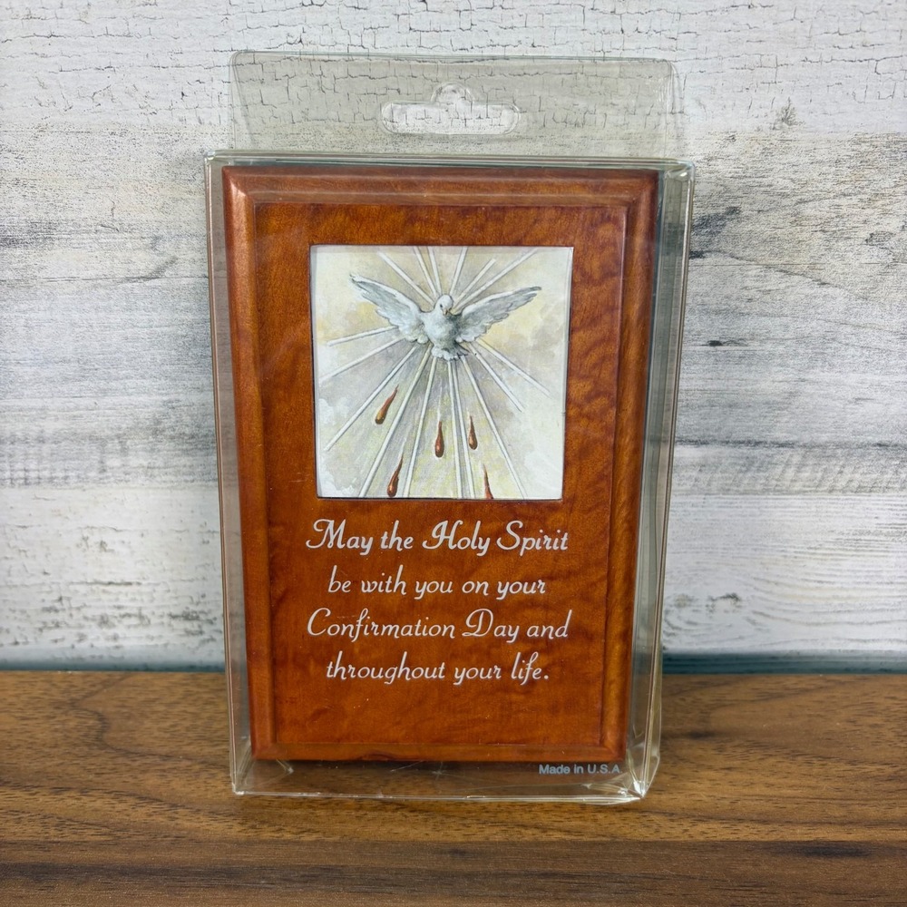 Jesus with Holy Spirit Dove Confirmation Day Wood Photo Wall art Plaque